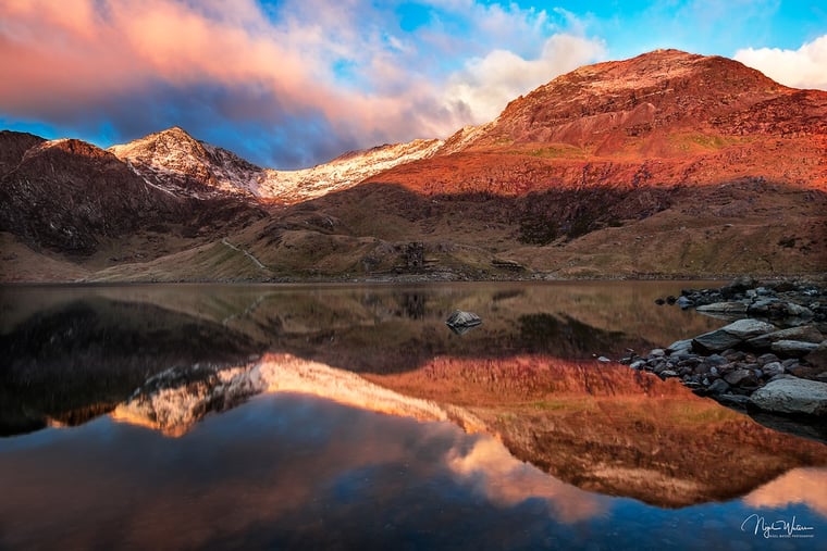 Reflections of Crib Goch at Llyn Llydaw Snowdonia Wales