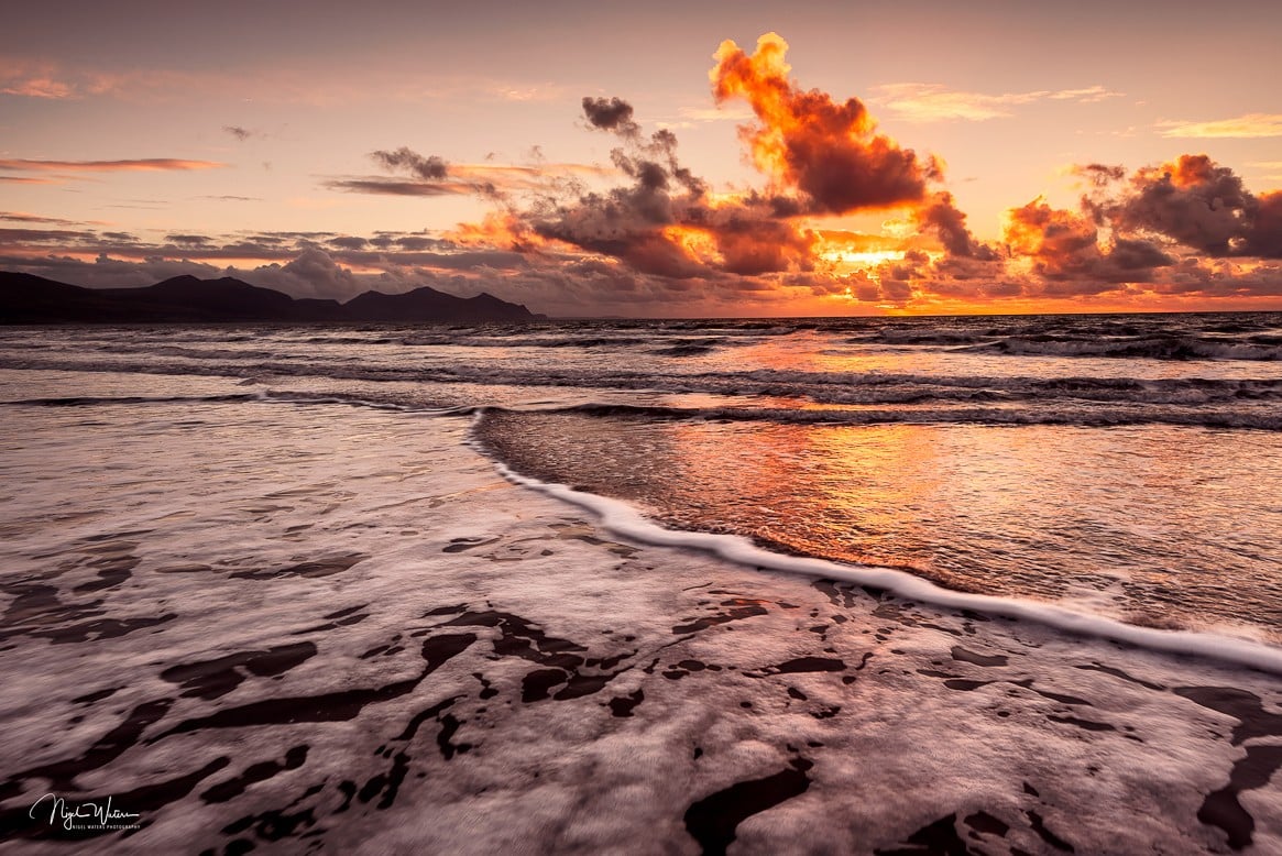 Golden sunset Dinas Dinlle North Wales