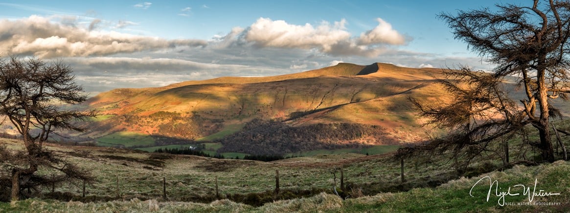 Landscape Photograph just before sunset from the bottom of Fan Frynch in the Brecon Beacons, South Wales by Nigel Waters Photography