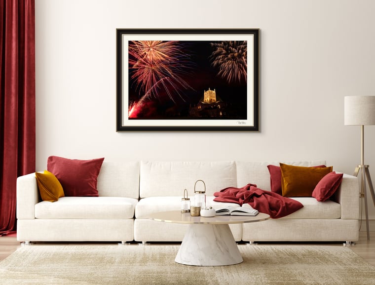 Tewkesbury Abbey Fireworks- Fine Art Photography Print