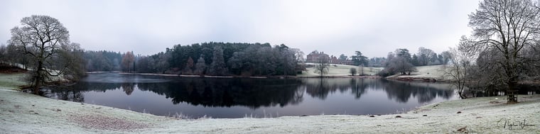 Dudmaston Hall Panorama on a frost winters morning