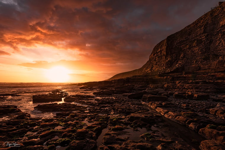 Sky Blaze - Seascape Photograph during an amazing sunset in Wales