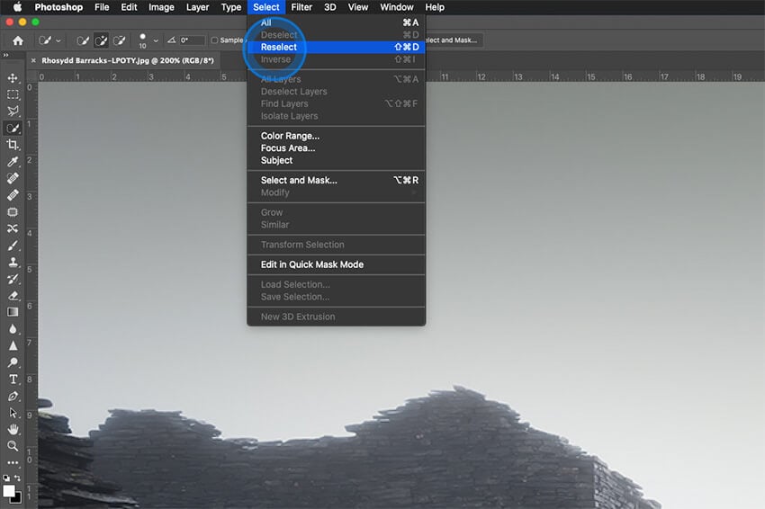 How to Reselect in Photoshop