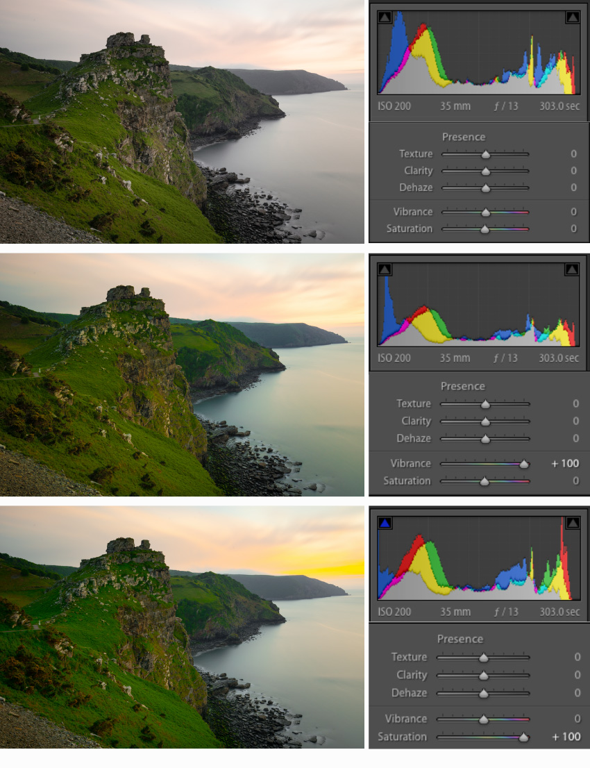 Vibrance vs Saturation in Lightroom