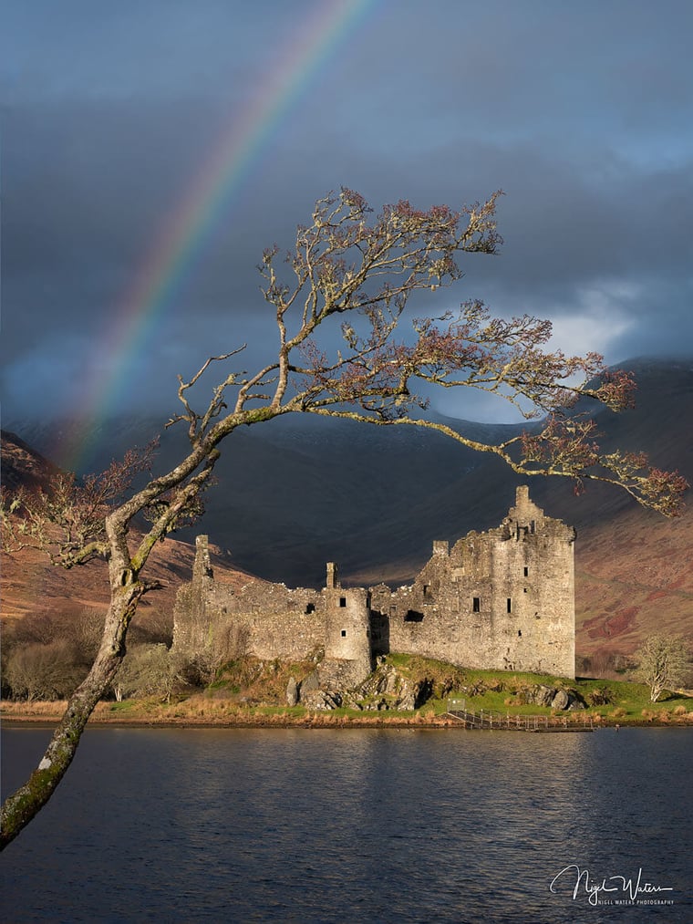 Limited Edition Landscape print of Kilchurn Castle and Rainbow 4:3 Aspect Ratio