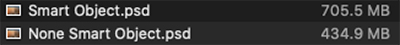 Smart Object File Size Comparison