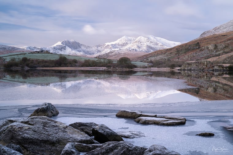 Limited edition photograph print titled Winter Reflections Llynnau Mymbyr Snowdonia North Wales