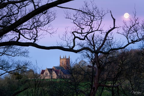 Signed limited edition landscape print of St Mary the Virgin Church in Hanbury, Worcestershire.