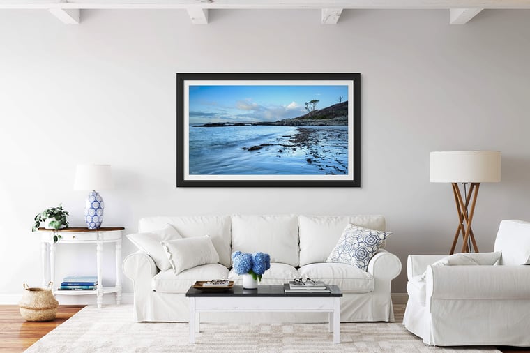 Signed Limited Edition Fine Art Seascape Print titled Cerulean Shore taken in the Winter Highlands Scotland.