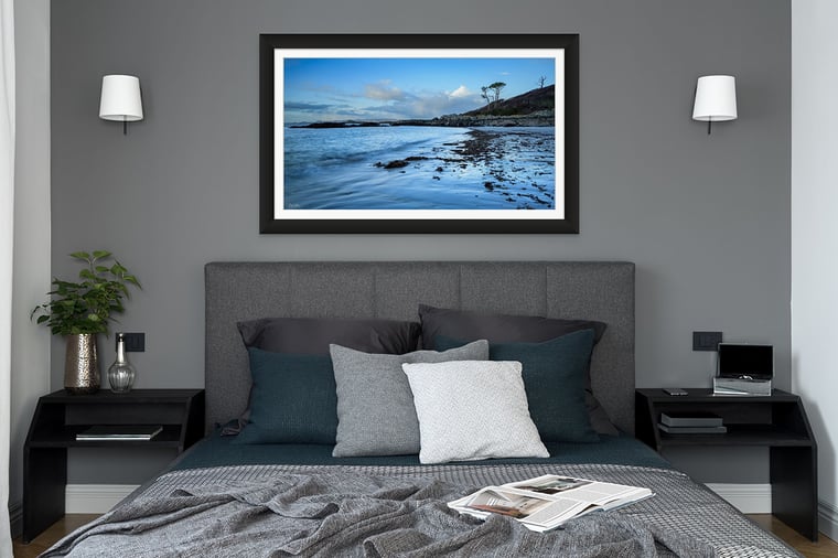 Signed Limited Edition Fine Art Seascape Print titled Cerulean Shore taken in the Winter Highlands Scotland.