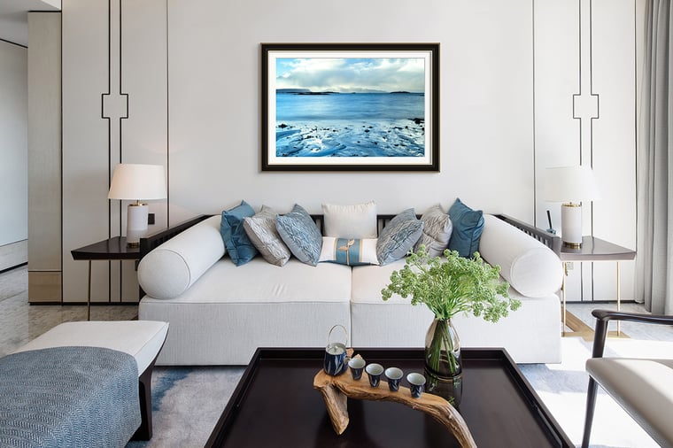 Signed Limited Edition Fine Art Seascape Print titled Winter Blues taken in the Winter Highlands Scotland.